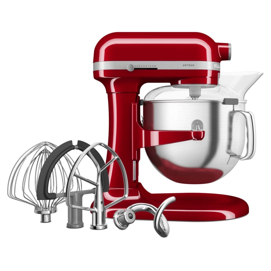 Миксер планетарный KitchenAid Artisan, подъемная чаша 6,6 л, 4 насадки, 5KSM70SHXEER, красный