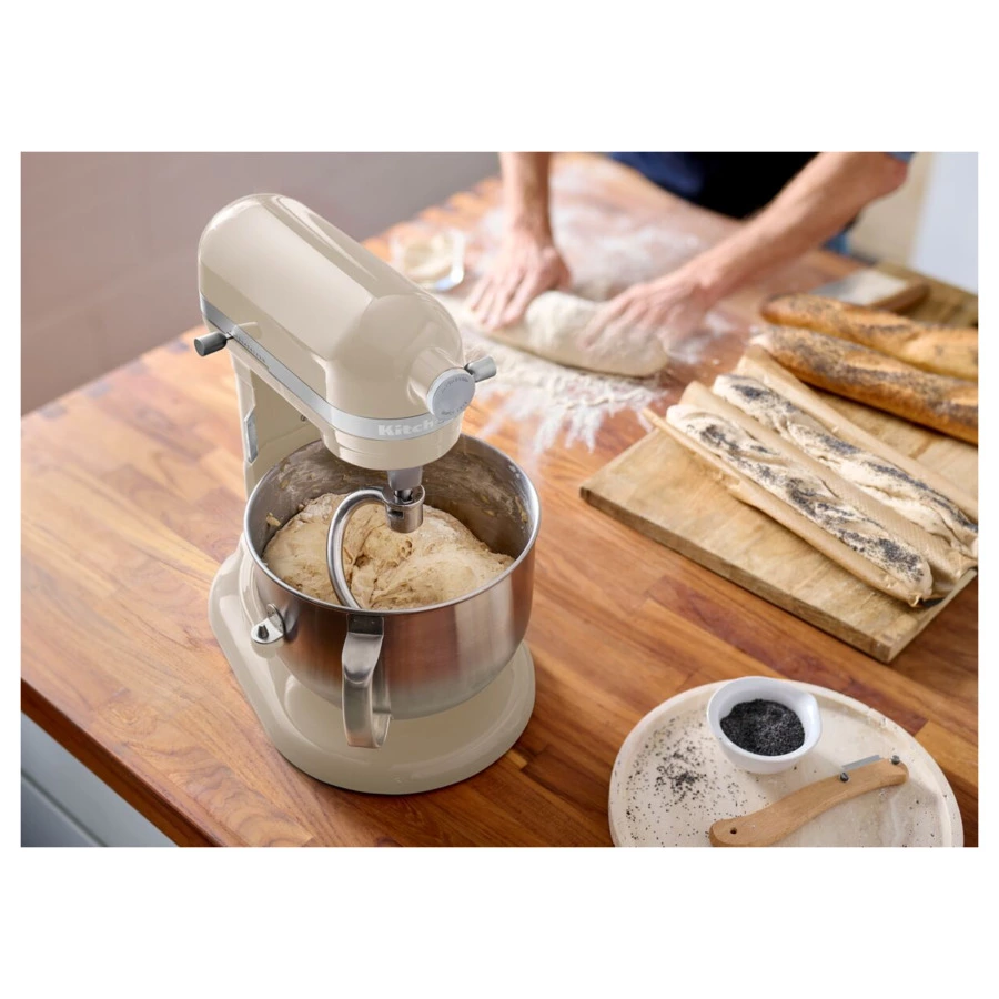Миксер планетарный KitchenAid Artisan, подъемная чаша 6,6 л, 4 насадки, 5KSM70SHXEAC, кремовый