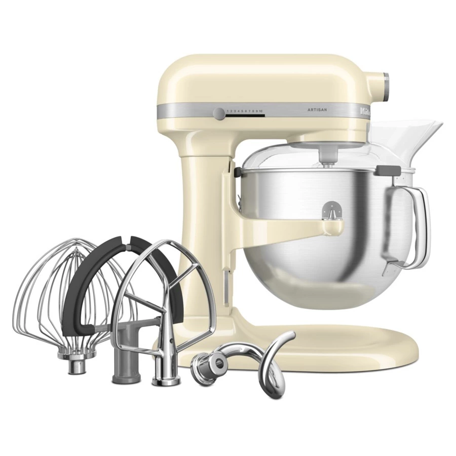 Миксер планетарный KitchenAid Artisan, подъемная чаша 6,6 л, 4 насадки, 5KSM70SHXEAC, кремовый