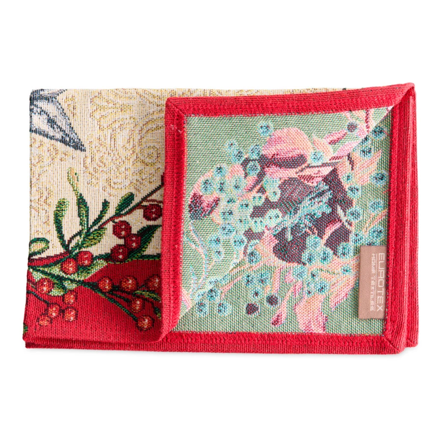 Салфетка сервировочная Eurotex Новогодняя гирлянда Люрекс 35х50 см, гобелен, кремовый