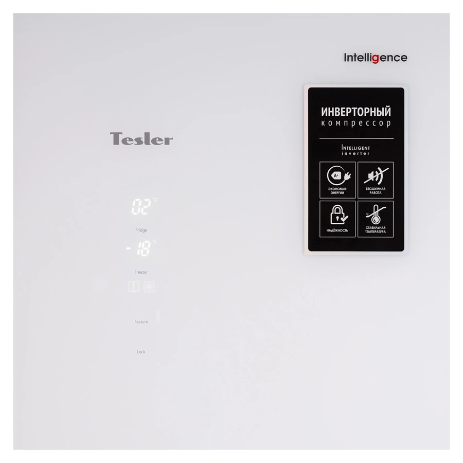 Холодильник двухкамерный TESLER RCD-482I WHITE GLASS 417 л, 83,6х63,6х183 см, класс А+, белый