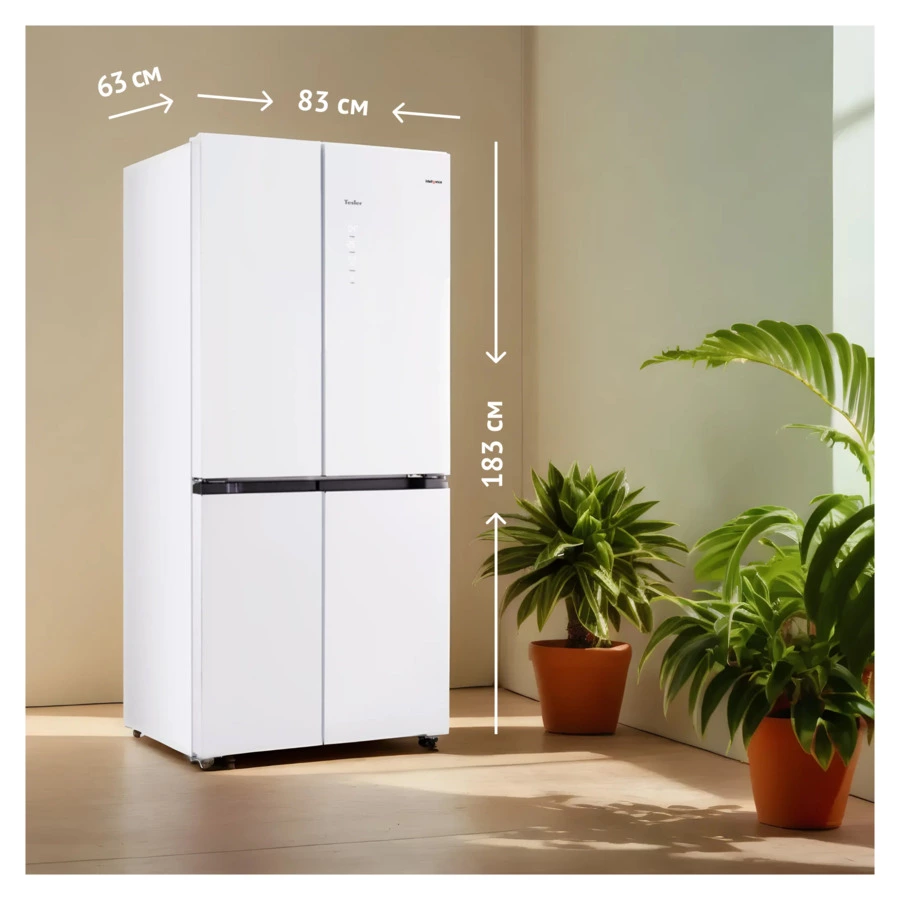 Холодильник двухкамерный TESLER RCD-482I WHITE GLASS 417 л, 83,6х63,6х183 см, класс А+, белый