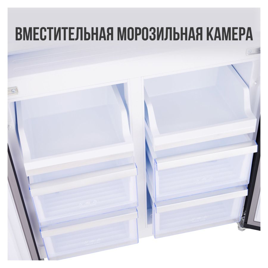Холодильник двухкамерный TESLER 465 л, 91,1х63,6х183 см, класс А+, покрытие металл, графитовый