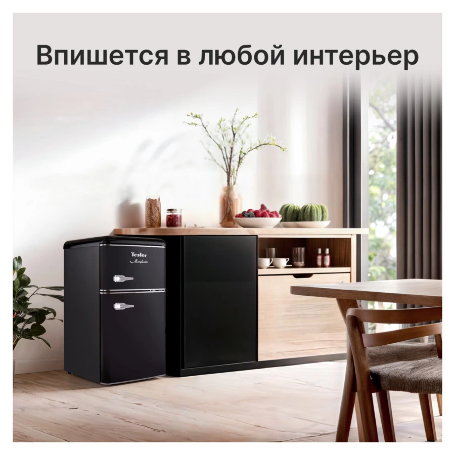 Холодильник двухкамерный TESLER RT-97 BLACK 90 л, 48,6х52х88,9 см, класс А+, черный