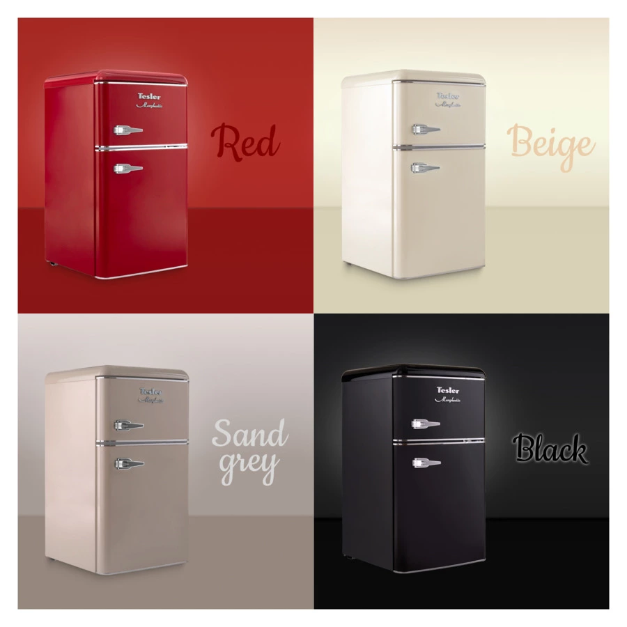 Холодильник двухкамерный TESLER RT-97 RED 90 л, 48,6х52х88,9 см, класс А+, красный