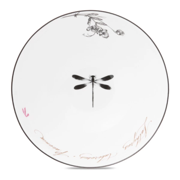Тарелка суповая Shirokov Скетчбук Стрекоза 460 мл, фарфор костяной