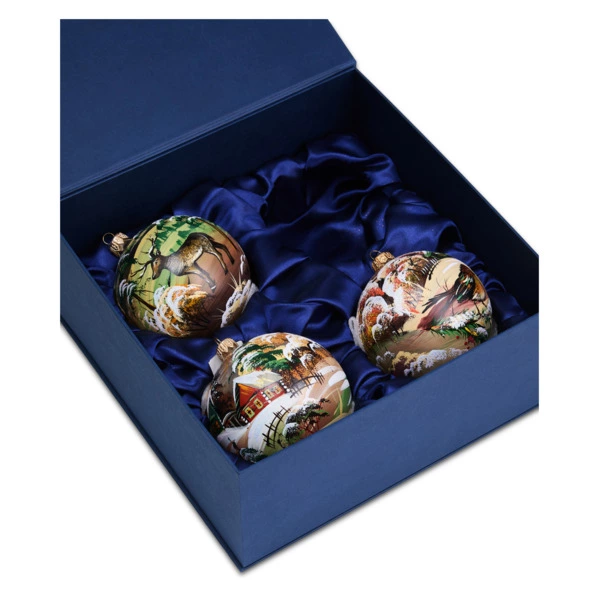 Набор елочных шаров Bartosh Золотая зима 10 см, 3шт, стекло, п/к-Sale