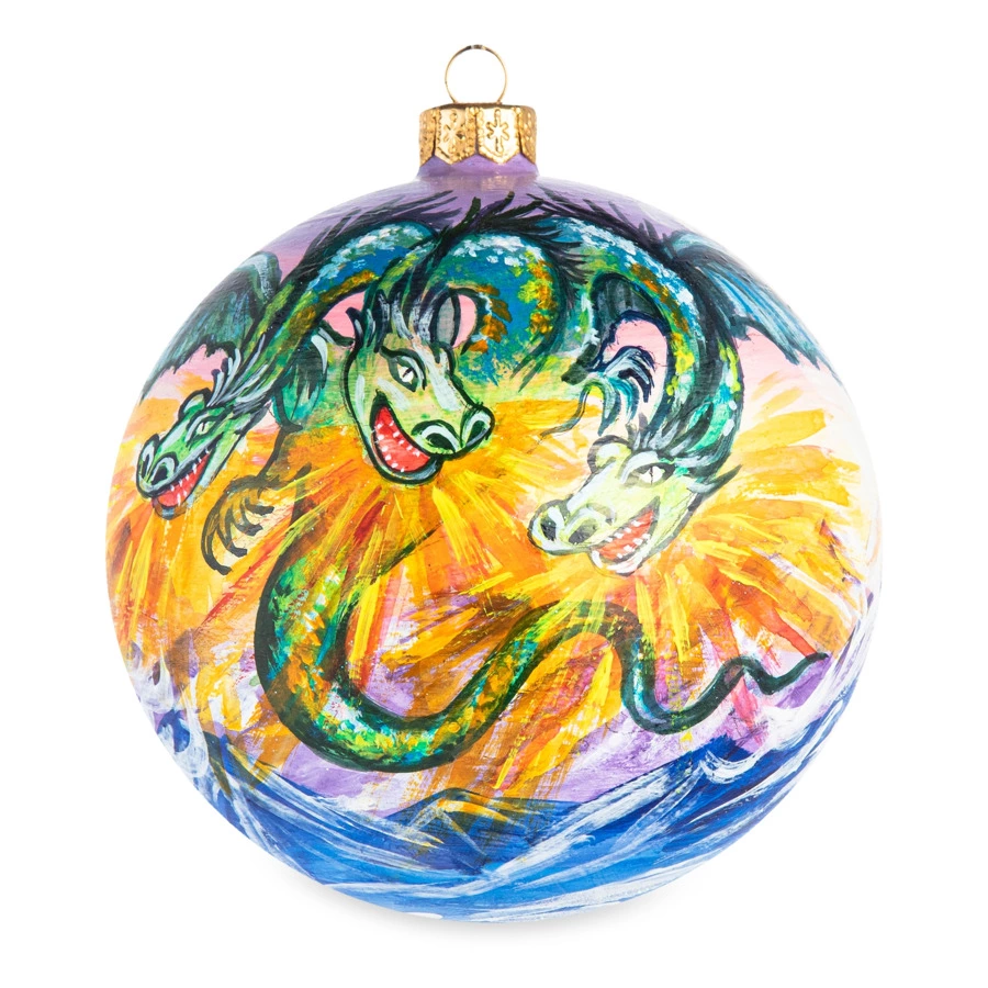Набор елочных шаров в футляре Bartosh VIP Добрыня Никитич и Змей Горыныч 12 см, 4 шт, стеклo-Sale