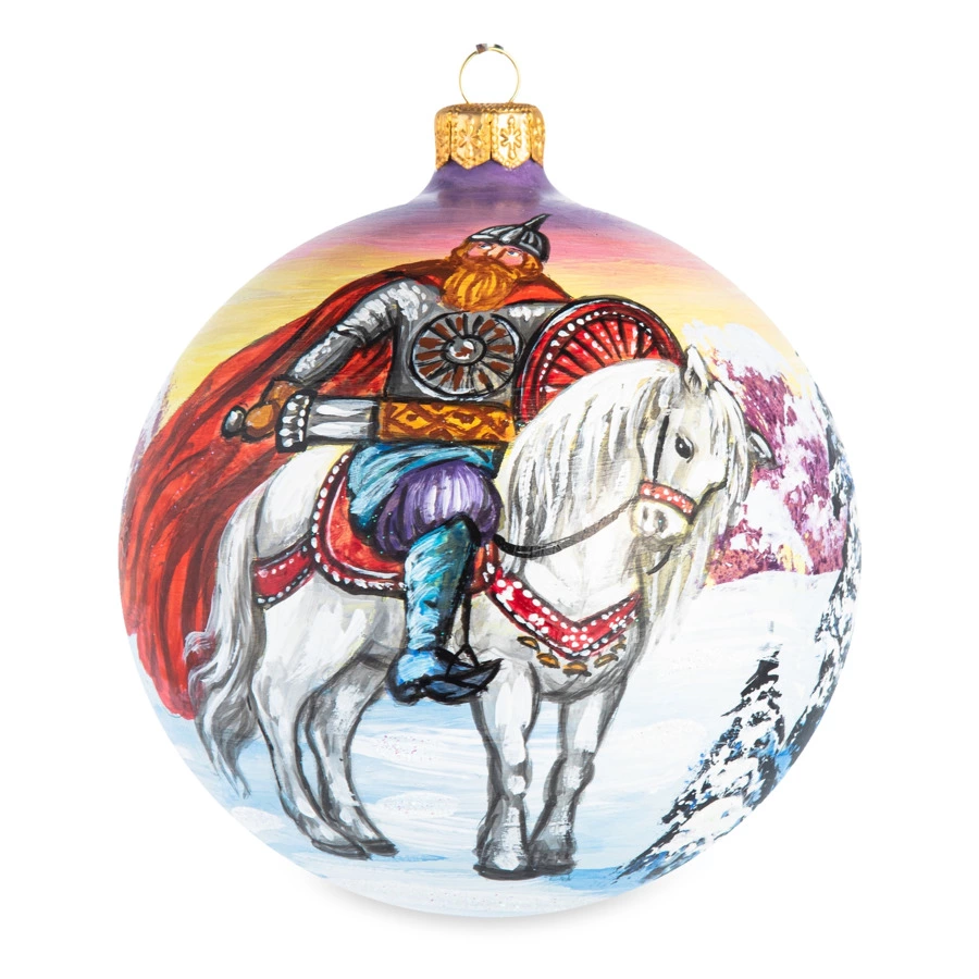 Набор елочных шаров в футляре Bartosh VIP Добрыня Никитич и Змей Горыныч 12 см, 4 шт, стеклo-Sale