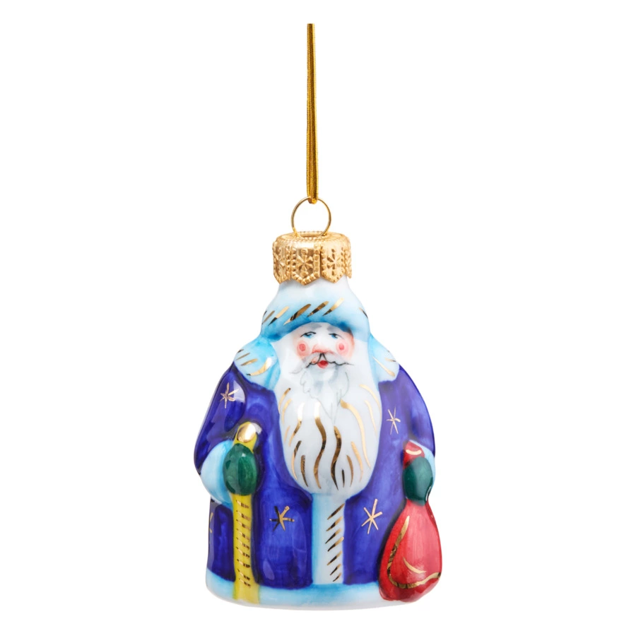 Игрушка елочная Лефортовский фарфор Дед Мороз 7,5 см, фарфор, голубая, п/к