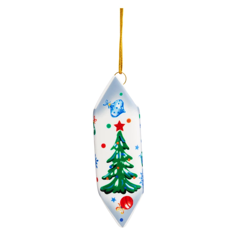 Игрушка елочная Лефортовский фарфор Конфета Елка 10,5 см, фарфор, п/к