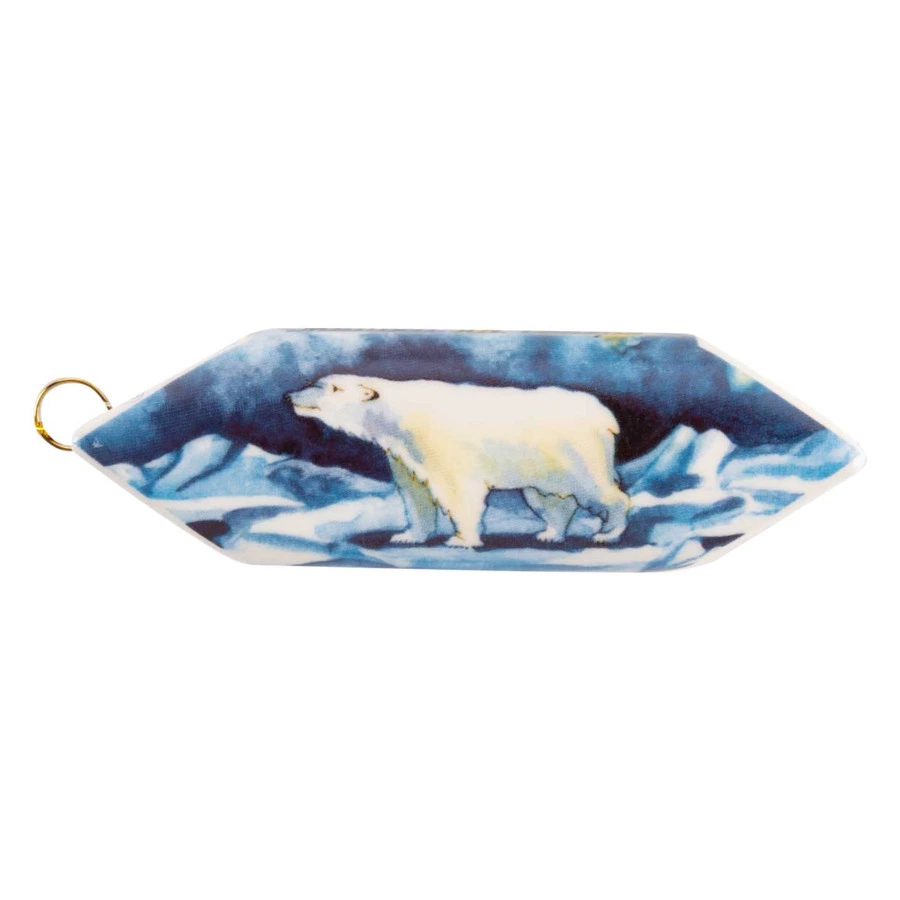 Игрушка елочная Лефортовский фарфор Конфета Мишка на севере 10,5 см, фарфор, п/к