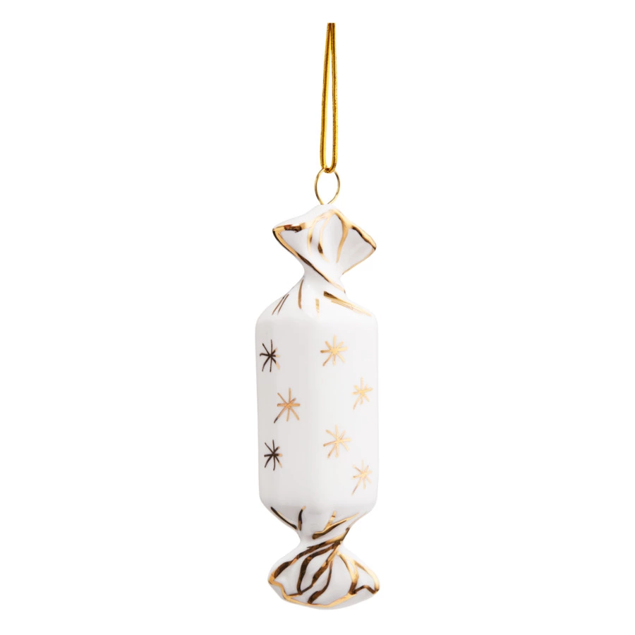 Игрушка елочная Лефортовский фарфор Конфета маска 11 см, фарфор, белая, п/к