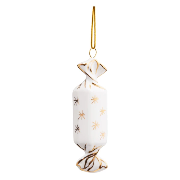 Игрушка елочная Лефортовский фарфор Конфета маска 11 см, фарфор, белая, п/к