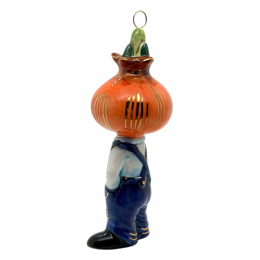 Игрушка елочная Лефортовский фарфор Луковый мальчик 12 см, фарфор, синий, п/к