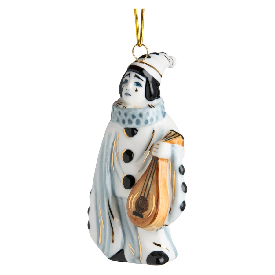 Игрушка елочная Лефортовский фарфор Пьеро 6х6х11 см, фарфор, ручная работа, п/к