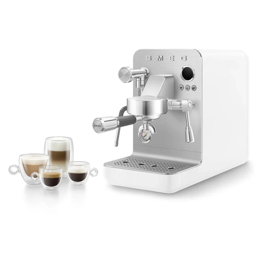 Кофемашина эспрессо рожковая SMEG EMC02WHMEU, цвет белый матовый