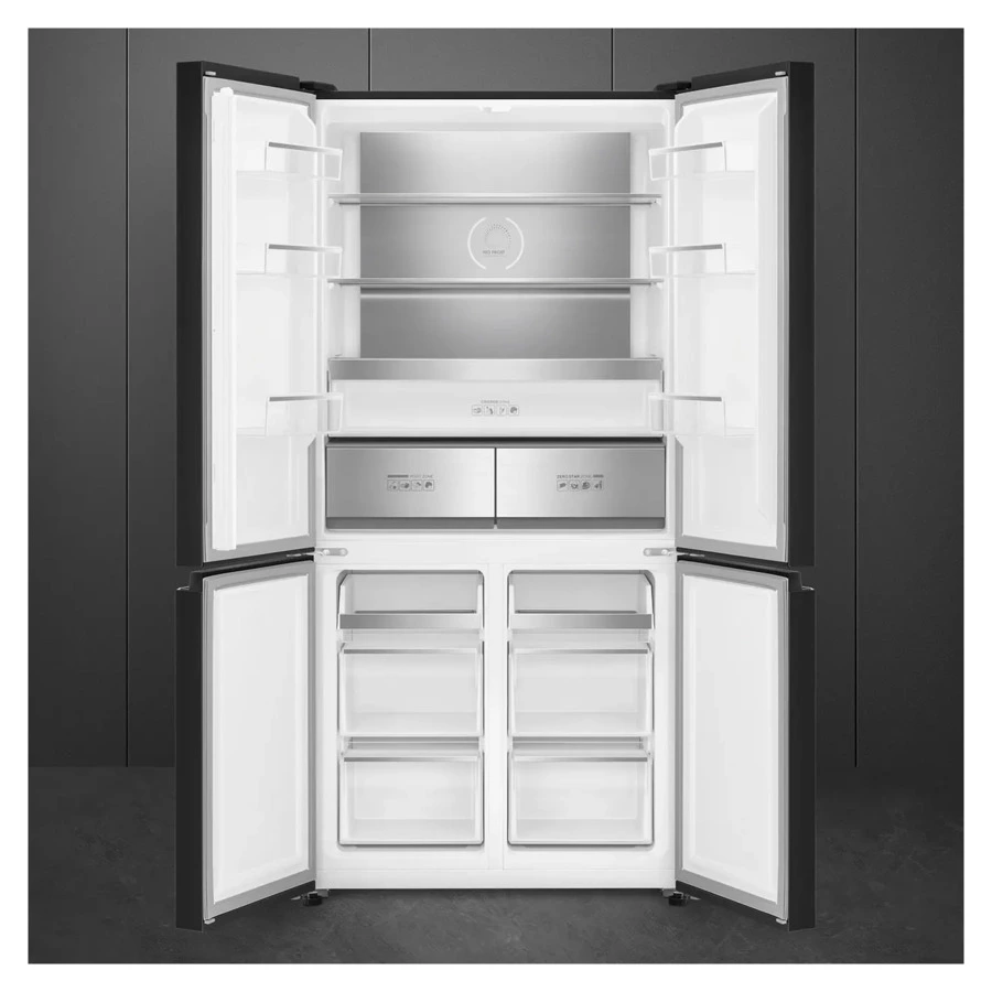 Холодильник отдельностоящий 4-х дверный Side-by-Side SMEG 190,5x91x69 см, 522 л, темная сталь