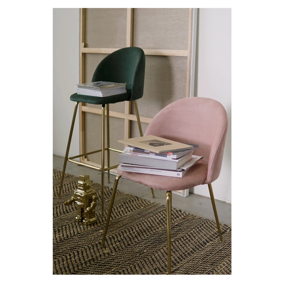 Стул барный Bergenson Bjorn Coral, велюр, темно-зеленый