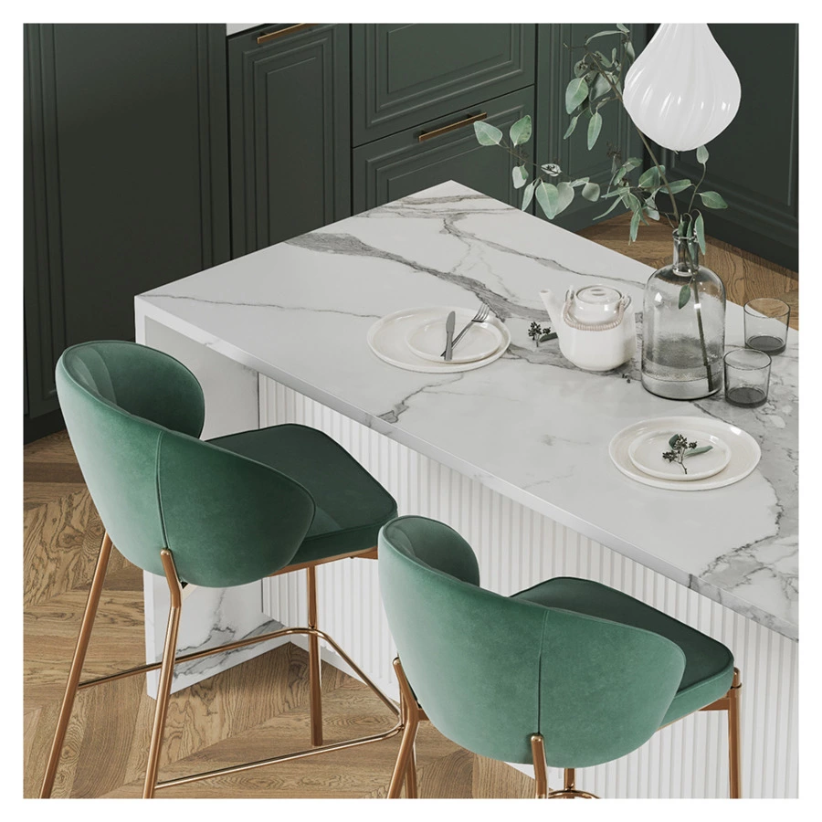 Стул барный Bergenson Bjorn Coral, велюр, темно-зеленый