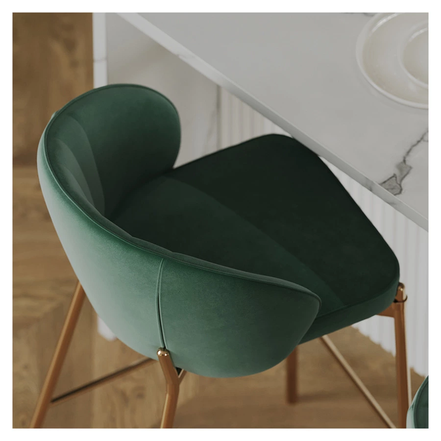 Стул барный Bergenson Bjorn Coral, велюр, темно-зеленый