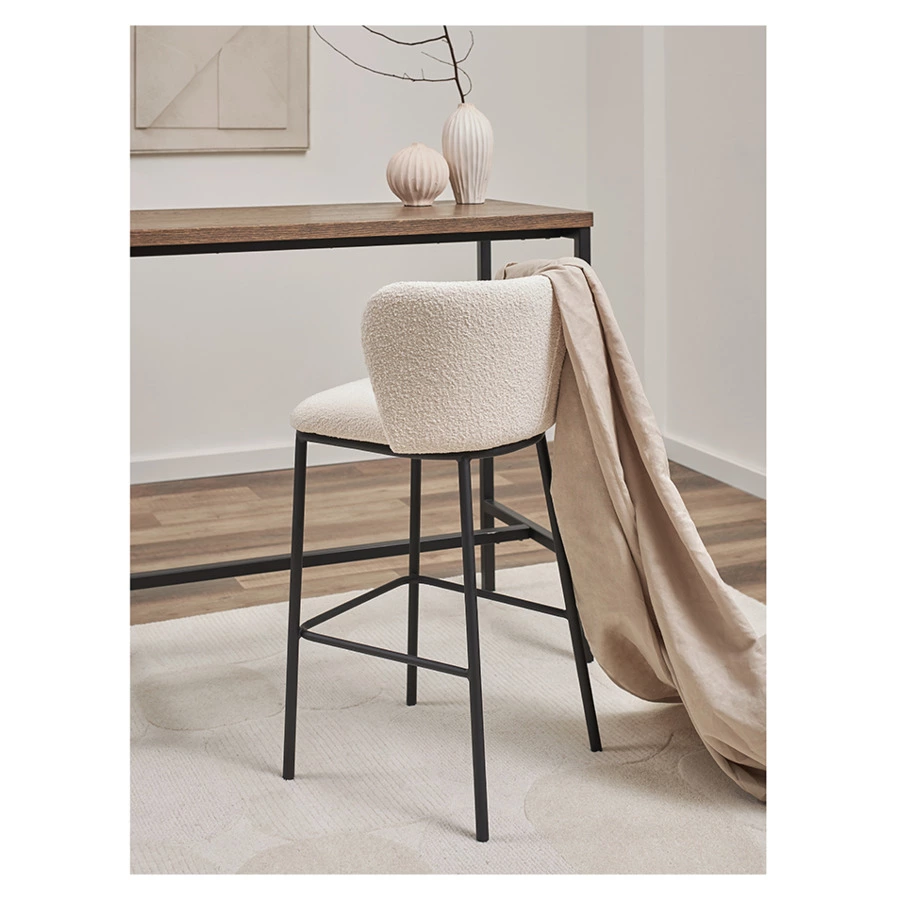 Стул барный Bergenson Bjorn Foggy, букле, молочный