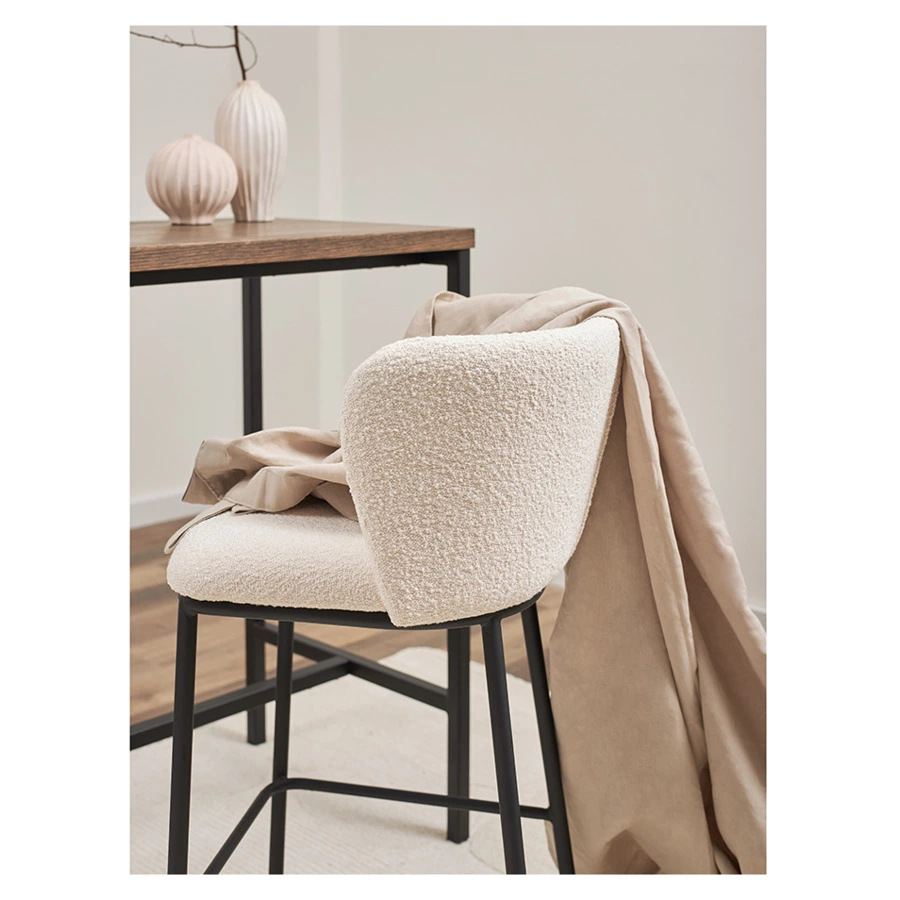 Стул барный Bergenson Bjorn Foggy, букле, молочный