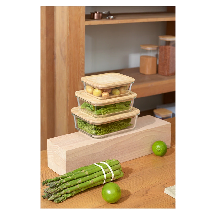 Контейнер для запекания и хранения с крышкой из бамбука Smart Solutions 1,52 л, стекло