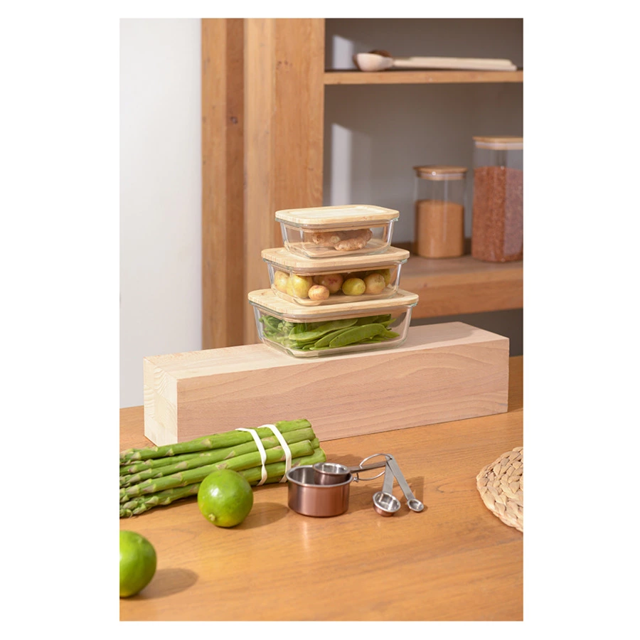 Контейнер для запекания и хранения с крышкой из бамбука Smart Solutions 640 мл, стекло