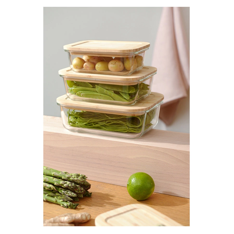Контейнер для запекания и хранения с крышкой из бамбука Smart Solutions 640 мл, стекло