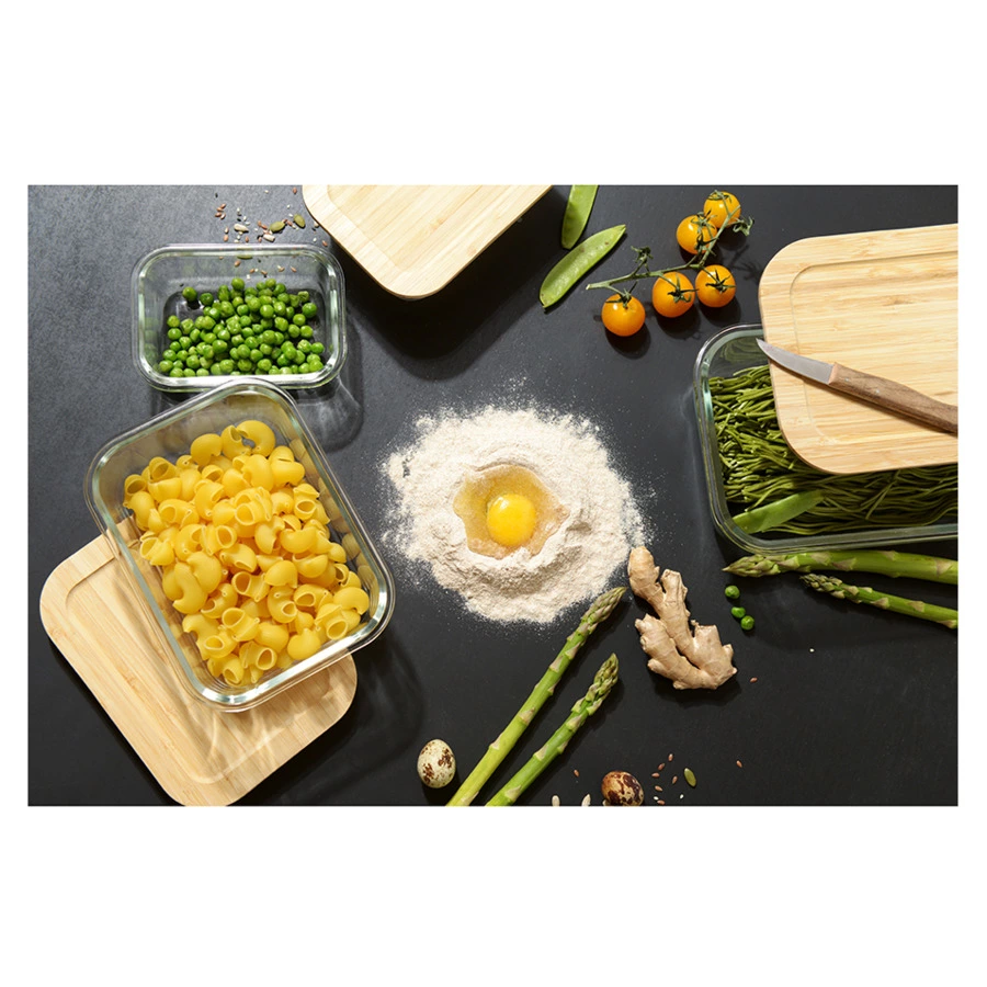 Контейнер для запекания и хранения с крышкой из бамбука Smart Solutions 640 мл, стекло
