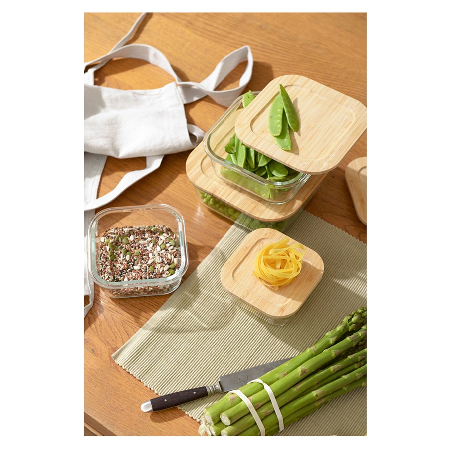 Контейнер для запекания и хранения с крышкой из бамбука Smart Solutions 800 мл, стекло