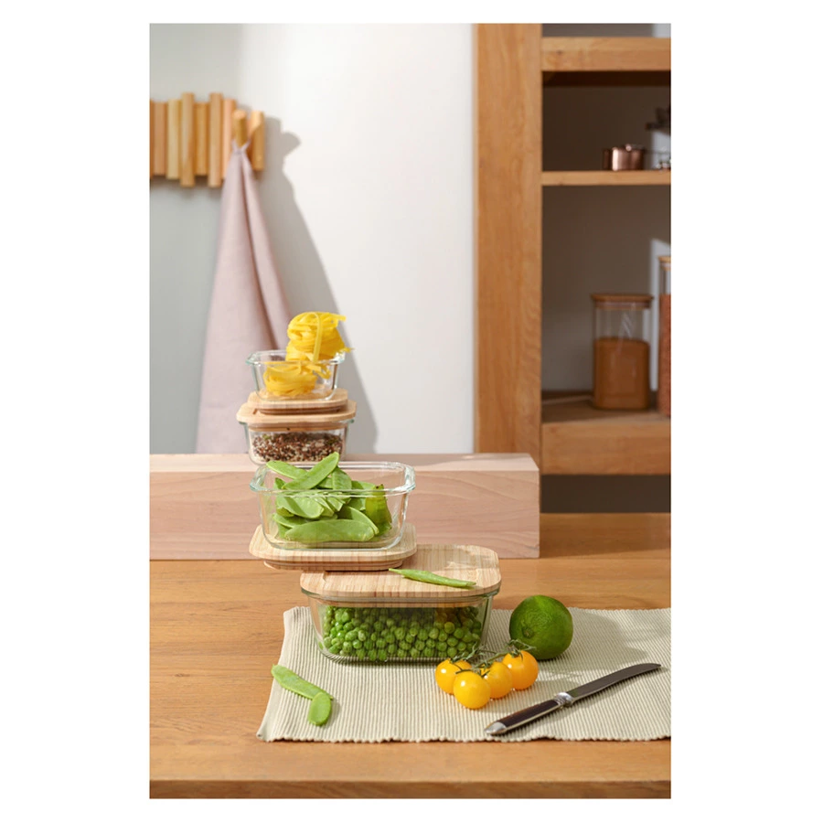 Контейнер для запекания и хранения с крышкой из бамбука Smart Solutions 800 мл, стекло