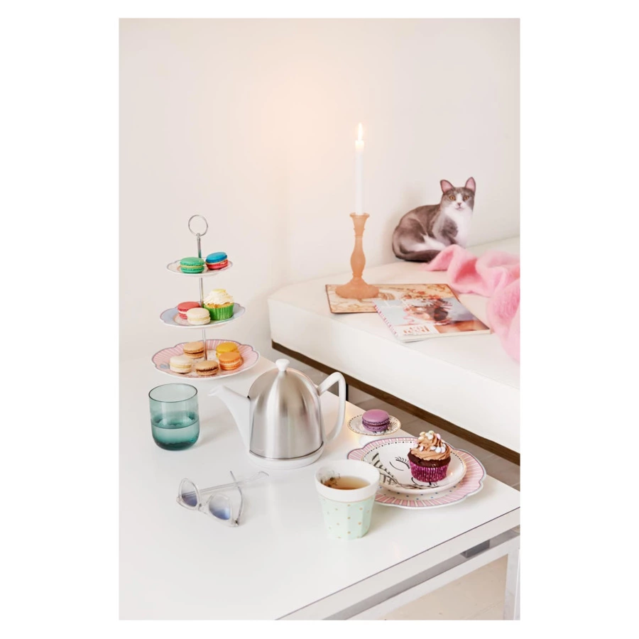 Чайник заварочный Bredemeijer Manto c фильтром, 1 л, керамика, в стальном матовом корпусе, белый