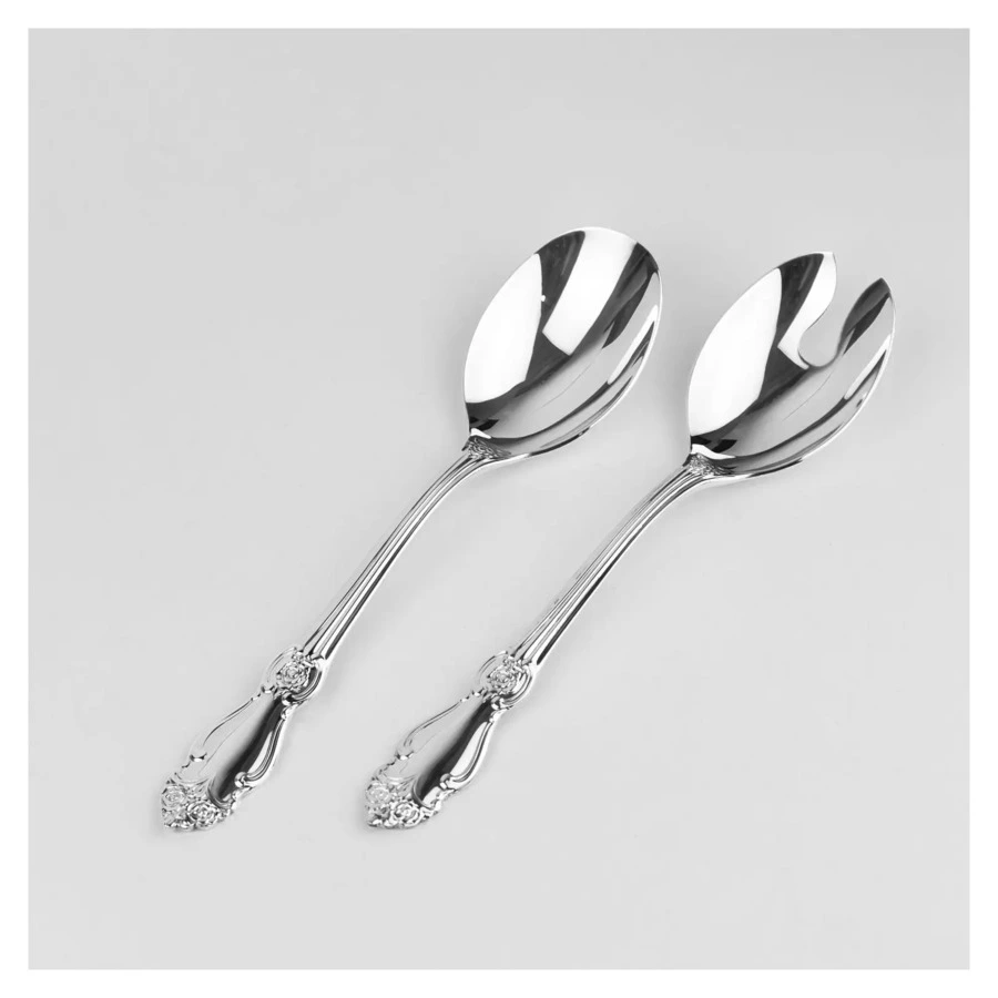 Набор приборов для салата в футляре АргентА Серебряная роза 2 предмета 159,55 г, серебро 925