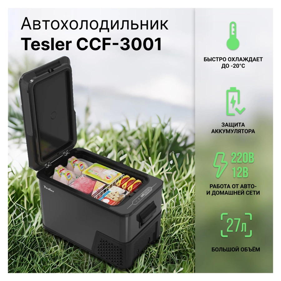 Автохолодильник TESLER CCF-3001 33,7х60х39 см, темно-серый-Sale