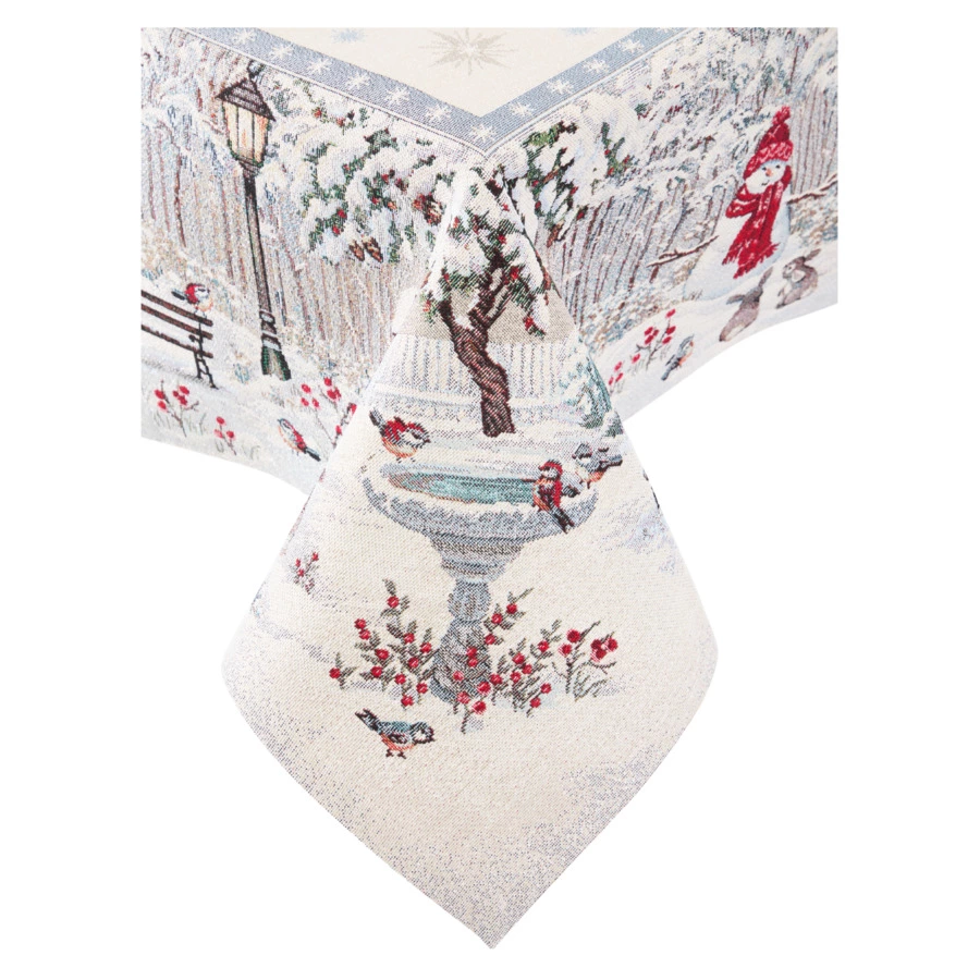 Скатерть прямоугольная Decor de Table Лесные друзья у кормушки 140х240 см, гобелен