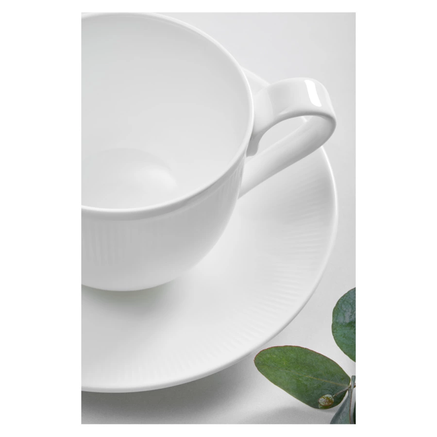 Чашка кофейная с блюдцем Decor de table Плиссе 90 мл, фарфор костяной