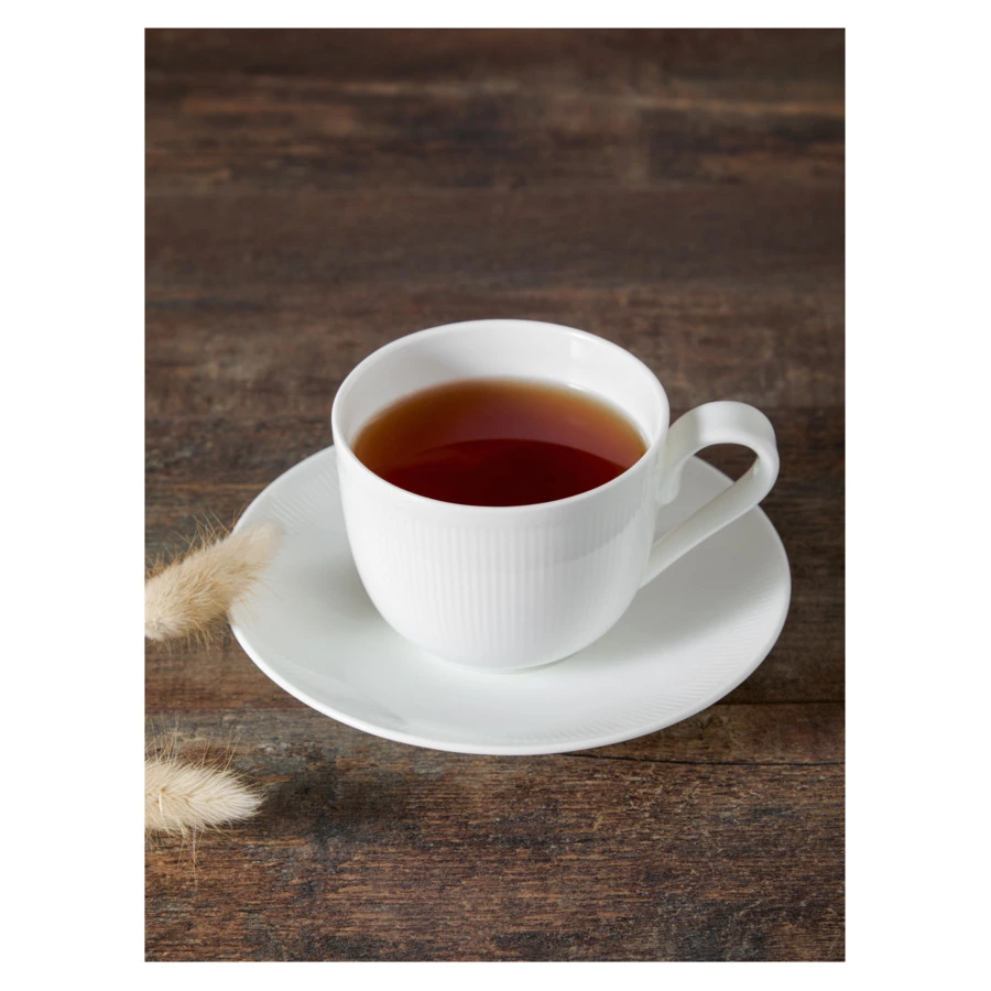 Чашка чайная с блюдцем Decor de table Плиссе 230 мл, фарфор костяной