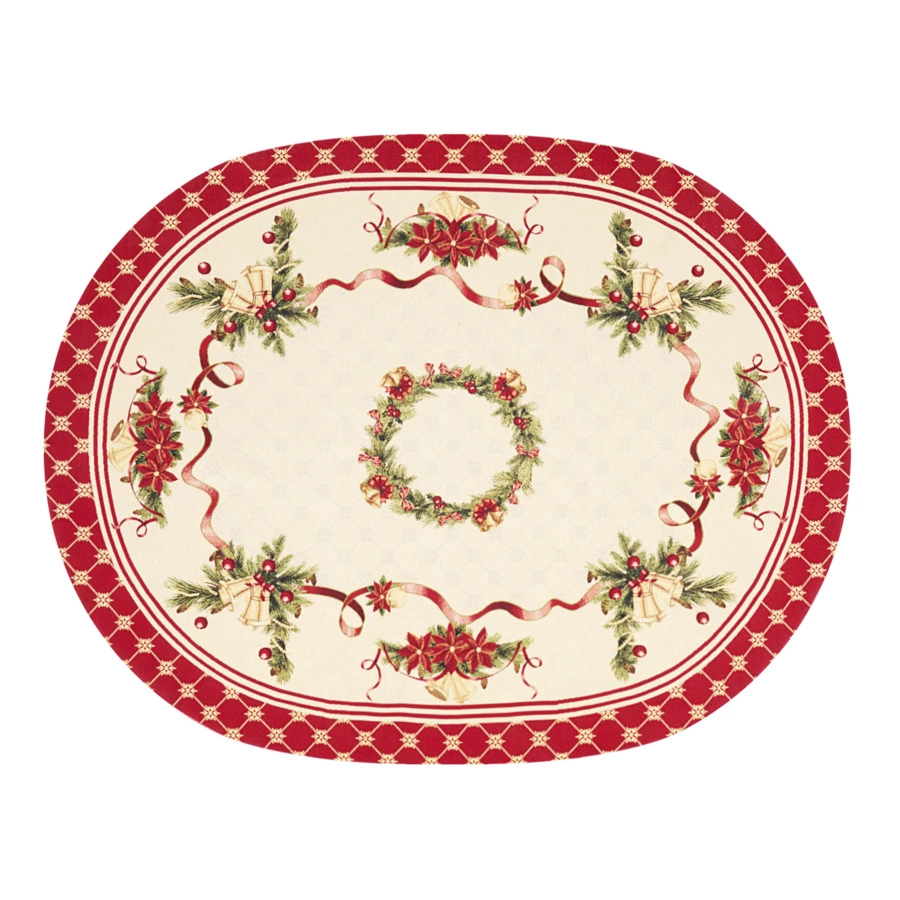 Скатерть овальная Decor de Table Колокольчики 140х180 см, гобелен, золото