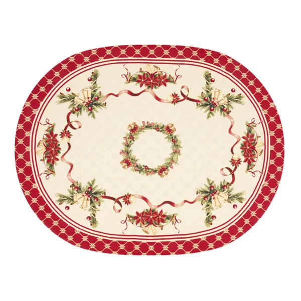 Скатерть овальная Decor de Table Колокольчики 140х180 см, гобелен, золото