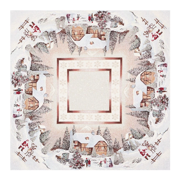 Скатерть-наперон Decor de Table Новогодний вечер 100х100 см, гобелен, бежевый