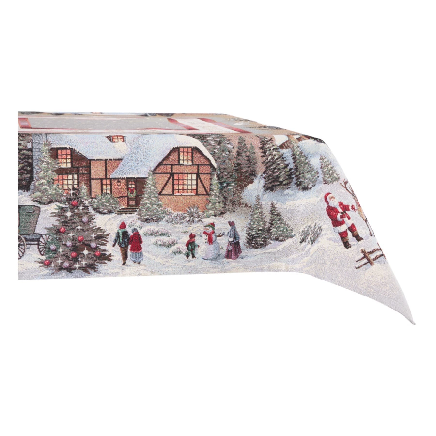 Скатерть-наперон Decor de Table Новогодний вечер 100х100 см, гобелен, бежевый