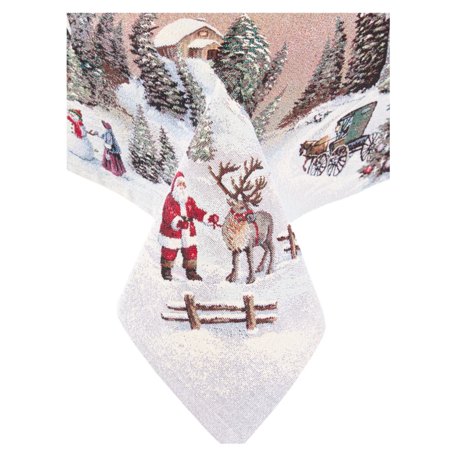 Скатерть-наперон Decor de Table Новогодний вечер 100х100 см, гобелен, бежевый
