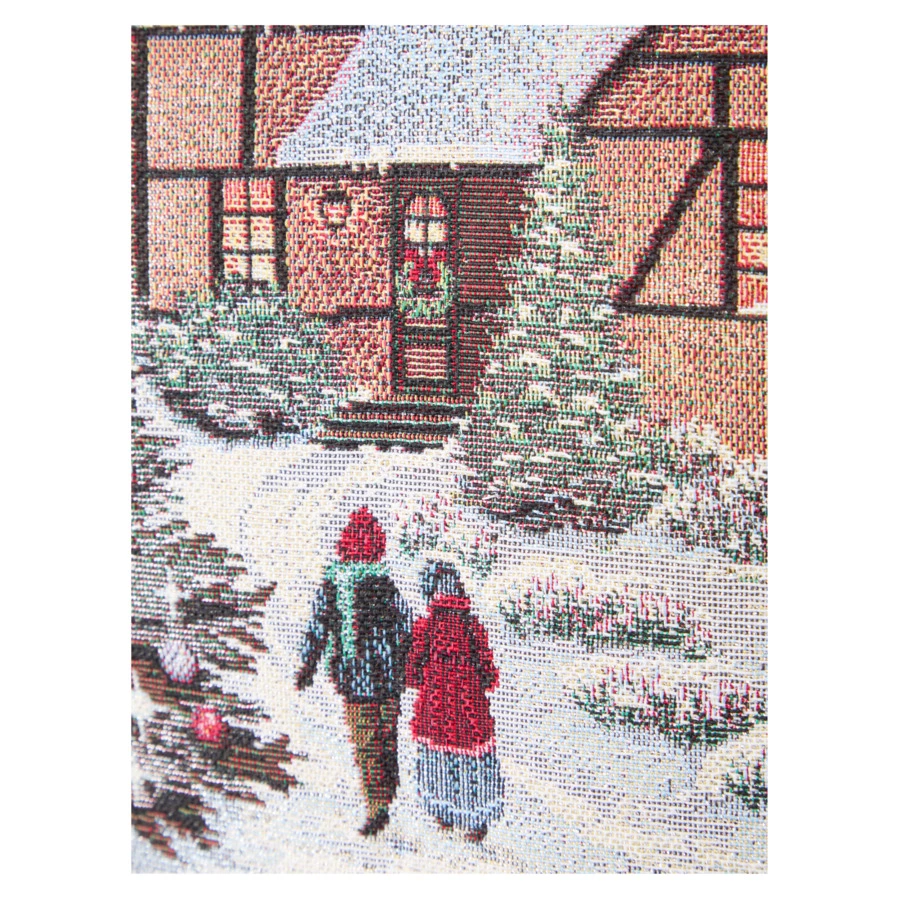 Скатерть-наперон Decor de Table Новогодний вечер 100х100 см, гобелен, бежевый