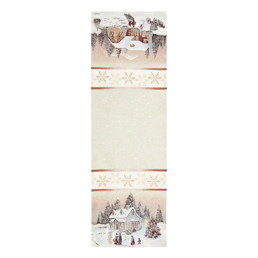 Дорожка для стола Decor de Table Новогодний вечер Снежинки 44х140 см, гобелен, бежевый