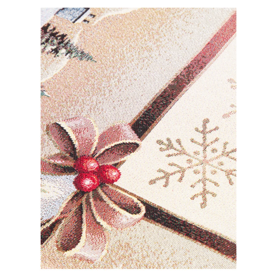 Скатерть квадратная Decor de Table Новогодний вечер Снежинки 140х140 см, гобелен, бежевый