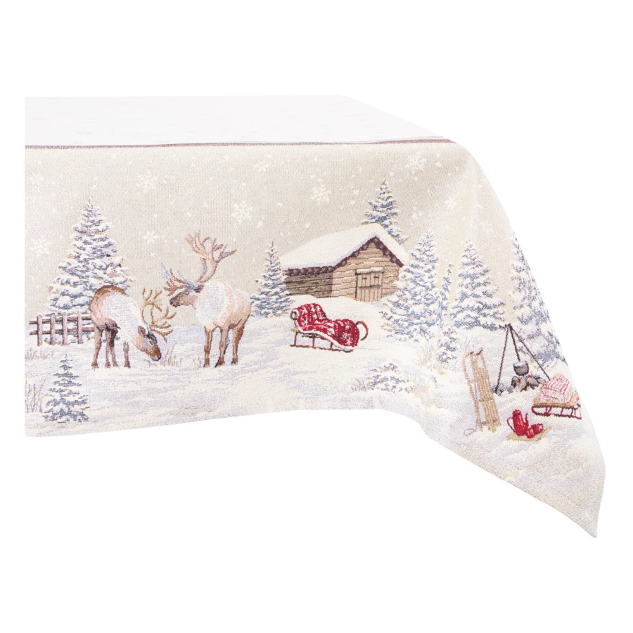 Скатерть квадратная Decor de Table Северные олени 140х140 см, гобелен