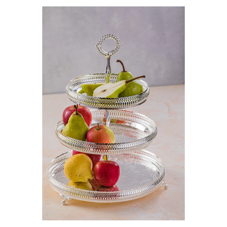 Блюдо трехъярусное Queen Anne 18х23х28 см, сталь, посеребрение