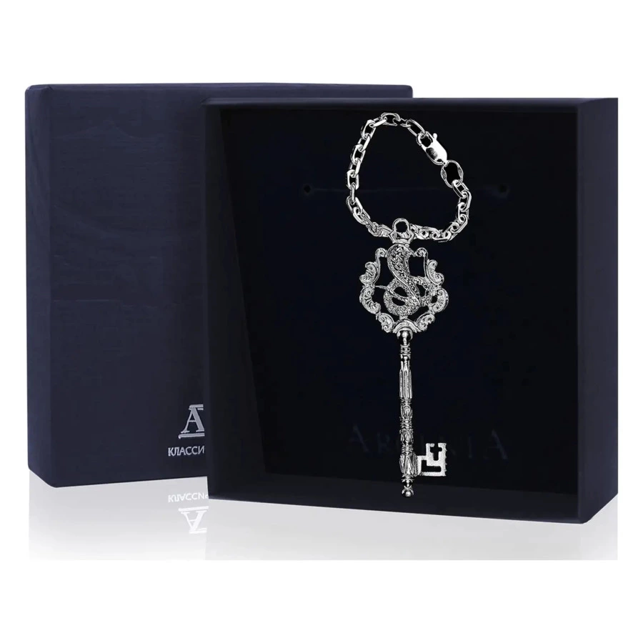 Брелок для ключей в футляре АргентА Ключ-Змея 10,64 г, серебро 925